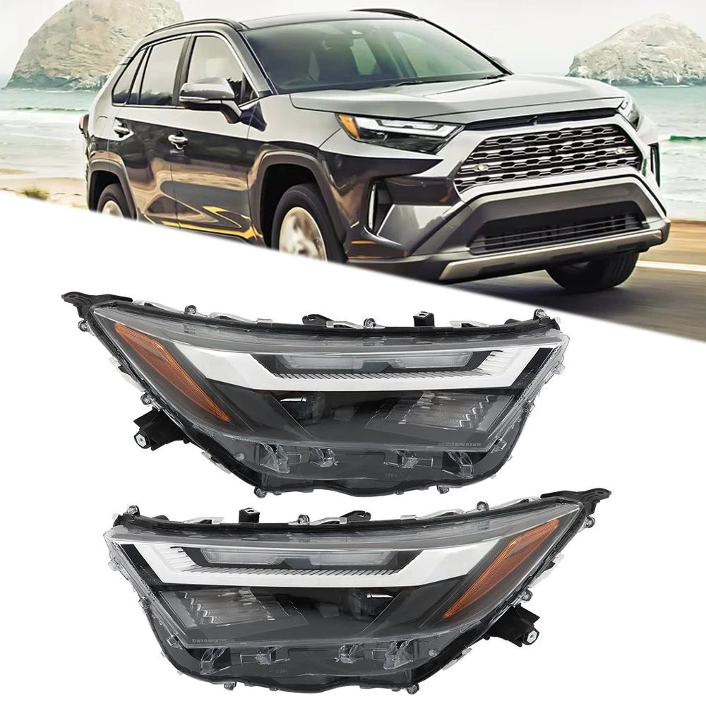 Pair Headlight Assemblies for Toyota RAV4 (2022–2023) Halogen with LED DRL