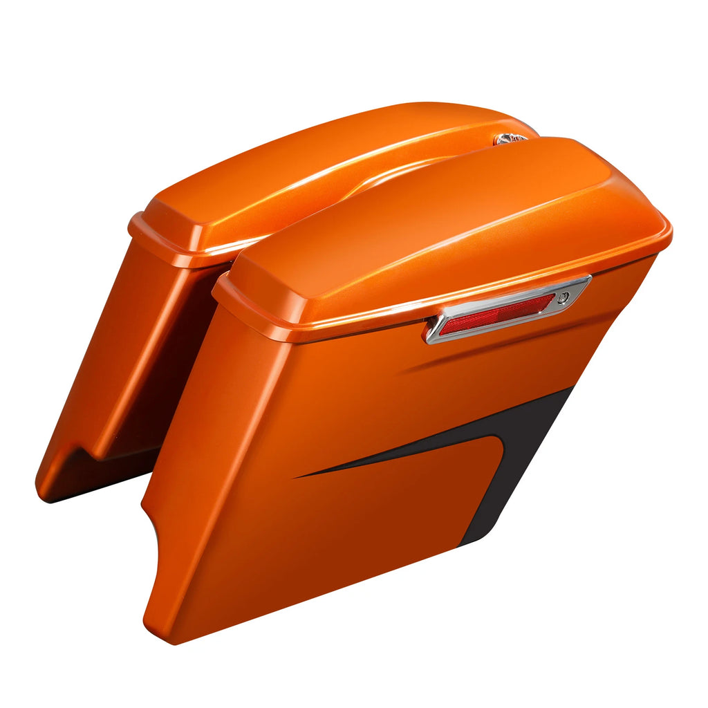 5" Hard Saddlebags for Harley Street Glide (2014–2023) Scorched Orange/Black Denim