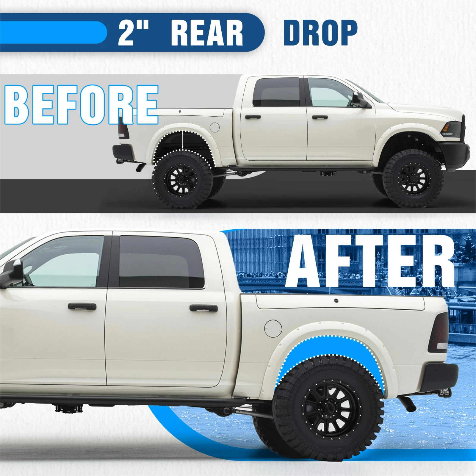 Drop Lowering Shackles 2" Leveling Kit for Dodge Ram 1500 Mega Cab 2500 (2003–2013)