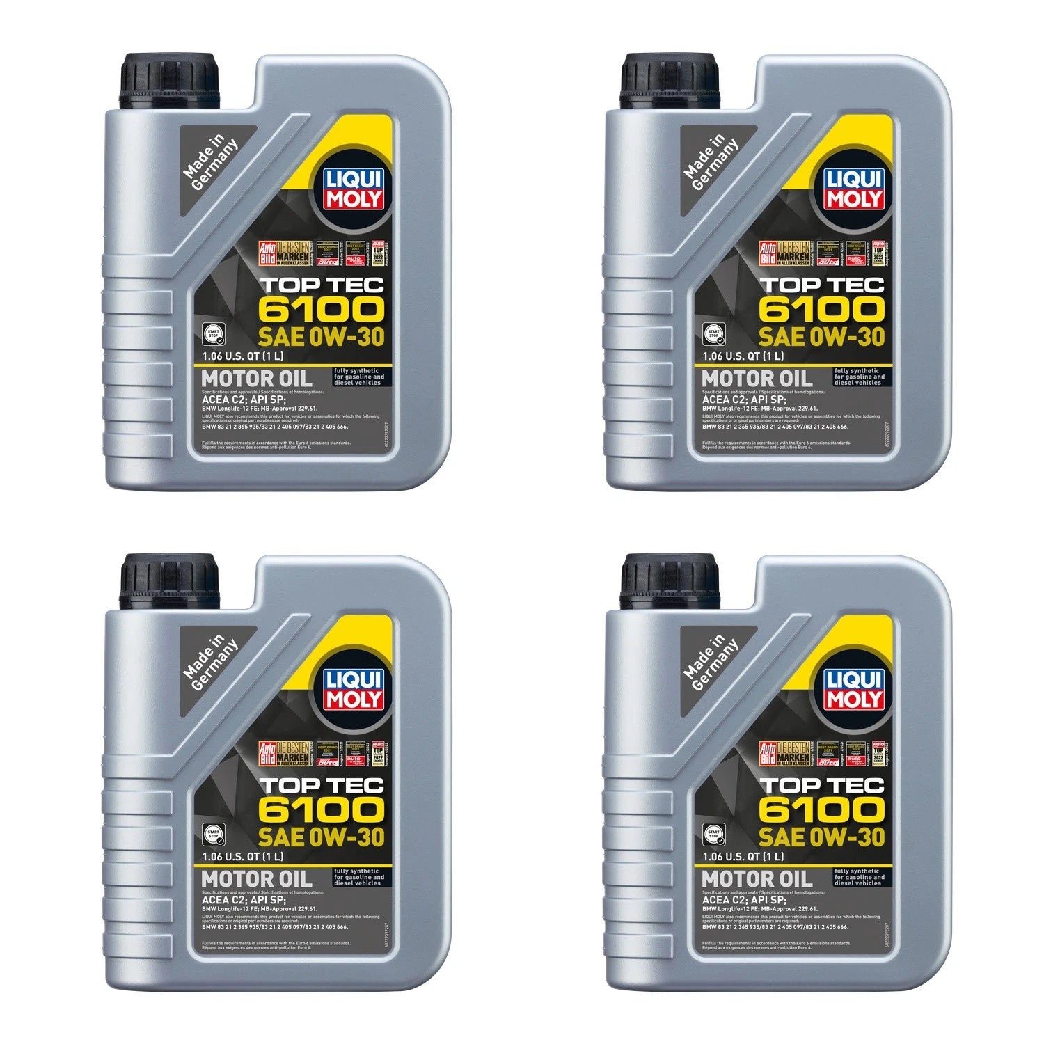 Set of 4 Liqui Moly Top Tec 6100 0W-30 Engine Motor Oil (4L)