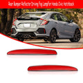 Set of 2 Rear Bumper Reflectors Assembly Lens Red for Honda Civic Hatchback (2017–2021)