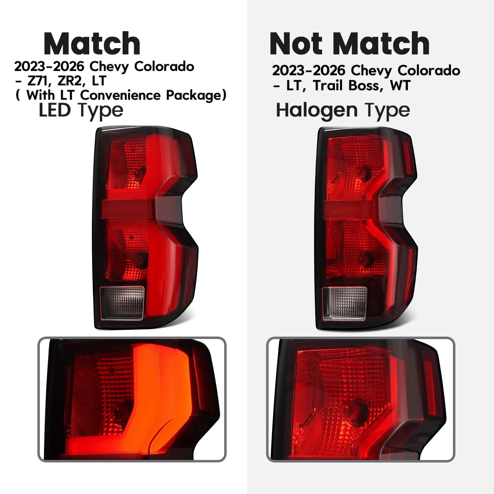 LED Tail Light Brake Lamp for Chevy Colorado (2023–2026) RH W/Bulb