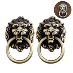 2Pcs Antique Bronze Lion Head Door Pull Knob for Cabinet Drawer Hardware