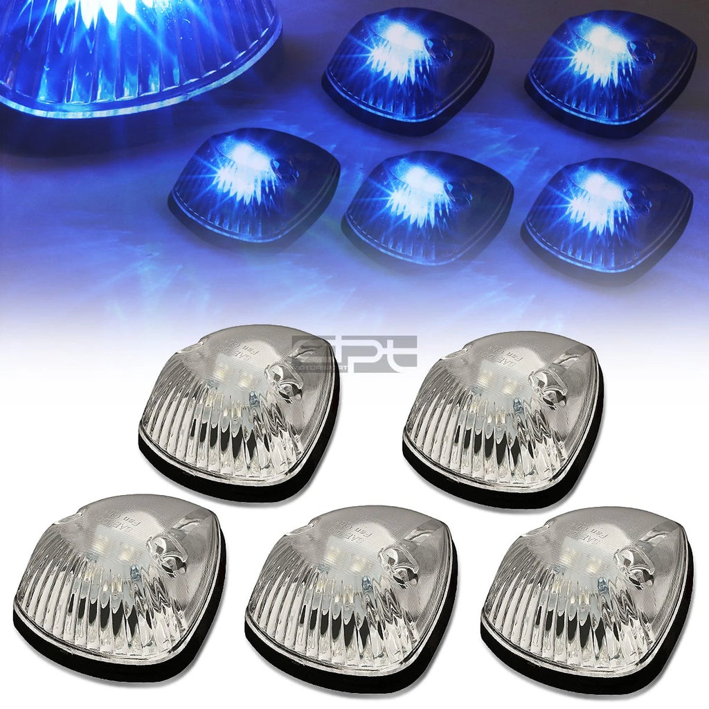 5Pcs Chrome Housing Blue LED Cab Roof Running Light for Dodge Ram (1994–1998)
