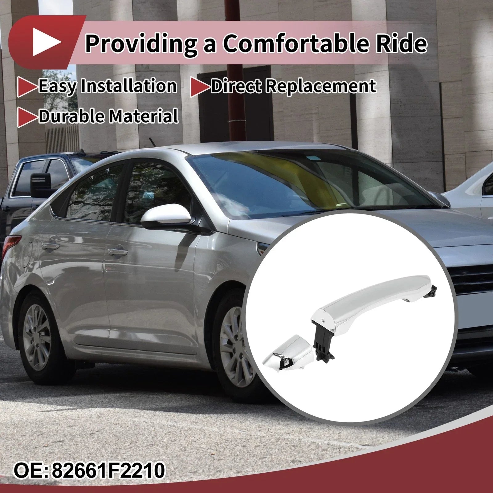Car Door Handle Grip for Hyundai Elantra Sedan (2017-2020) Silver Tone