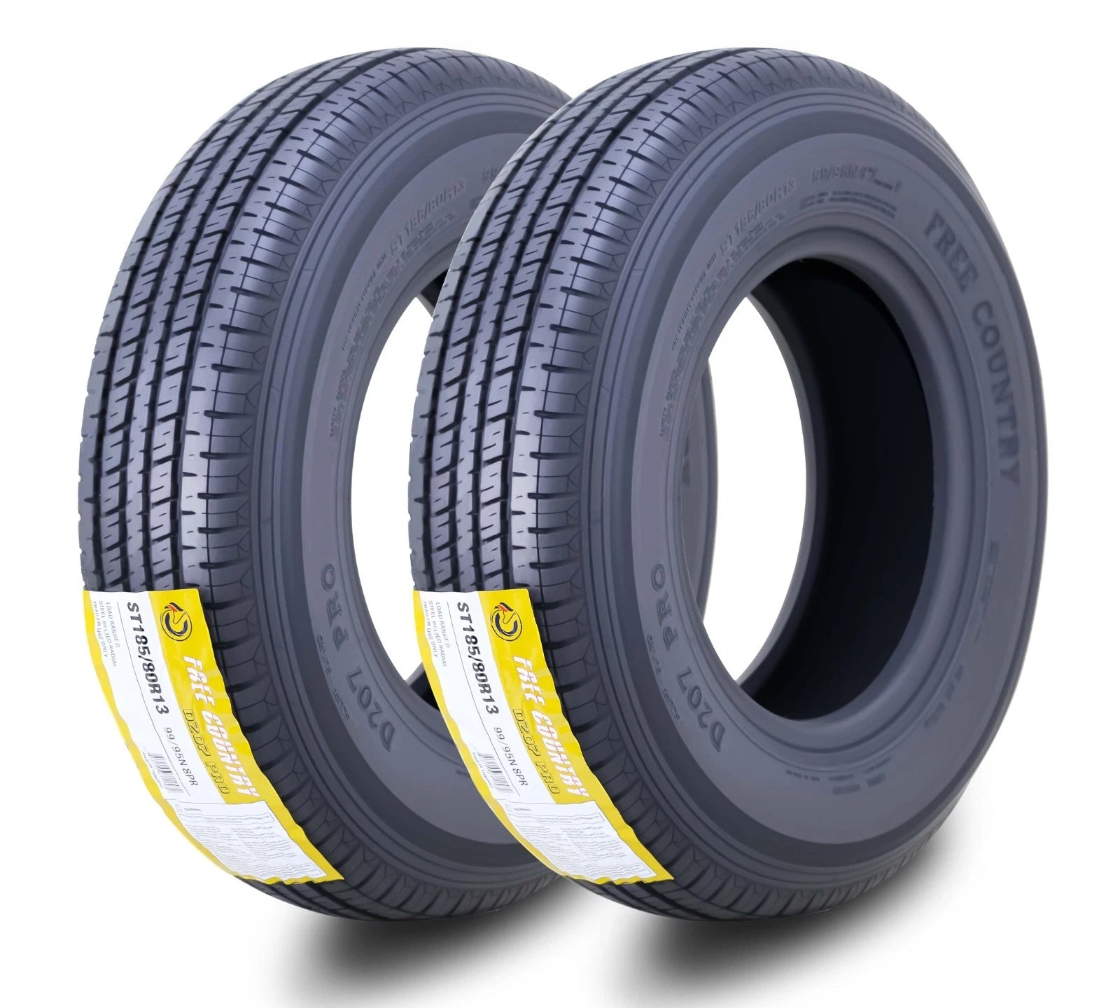 Set of 2 ST185/80R13 Trailer Tires 8PR LRD with Side Scuff Guard