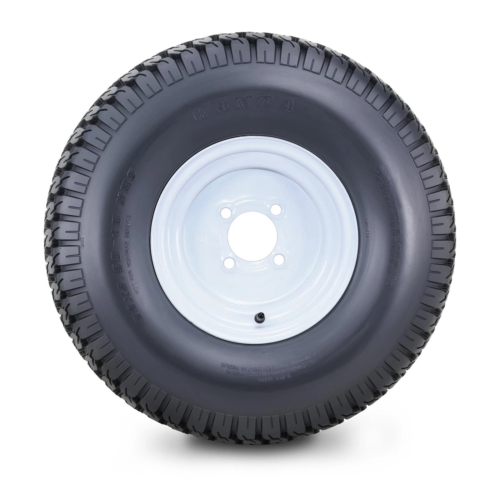 Set of 2 Lawn Mower Tires & Wheels 22X9.5-10 4-Ply 4x4" White Wheel-13217