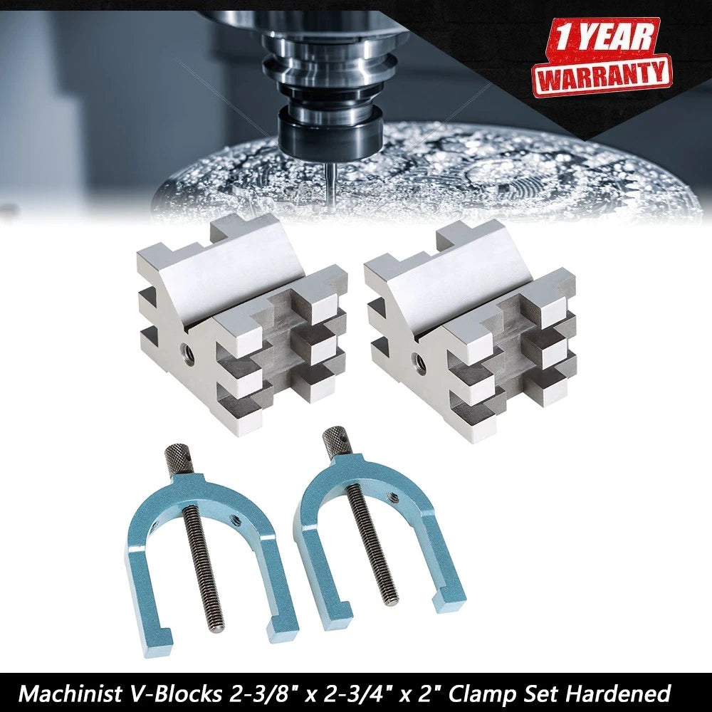Set of 2 V-Block and Clamp for Precision Work
