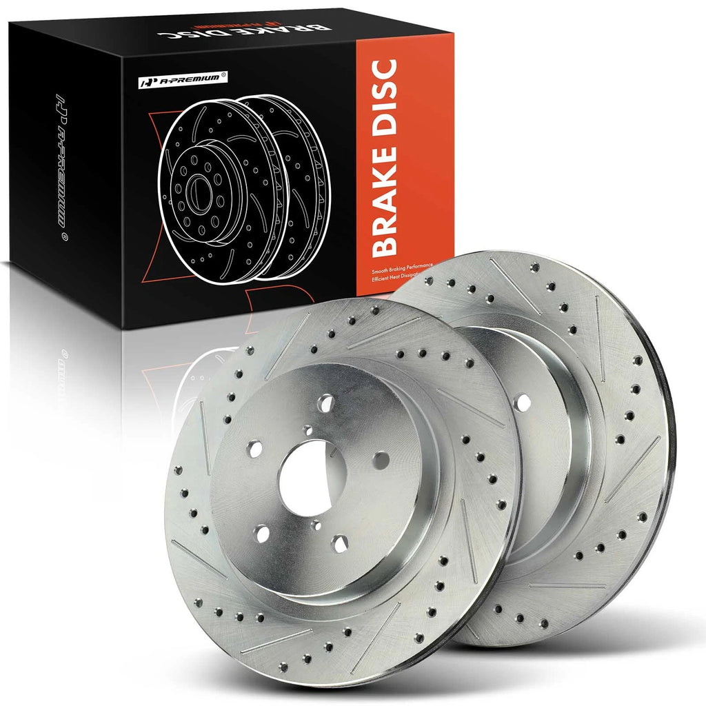 Set of 2 Rear Drilled Brake Rotors for Subaru Outback Legacy WRX (2015–2023)