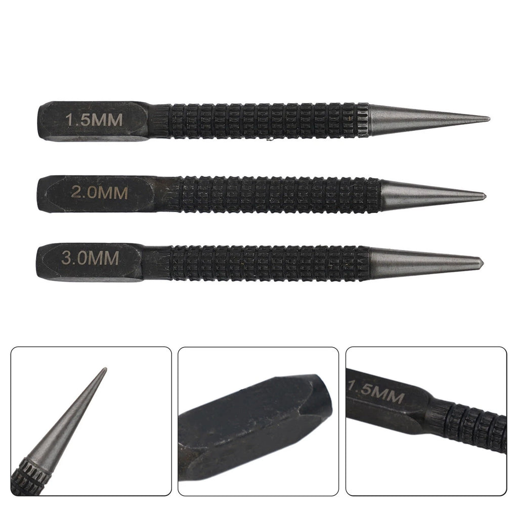 Marking Center Punch Set of 3 Adjustable Alloy Steel Drilling Tools
