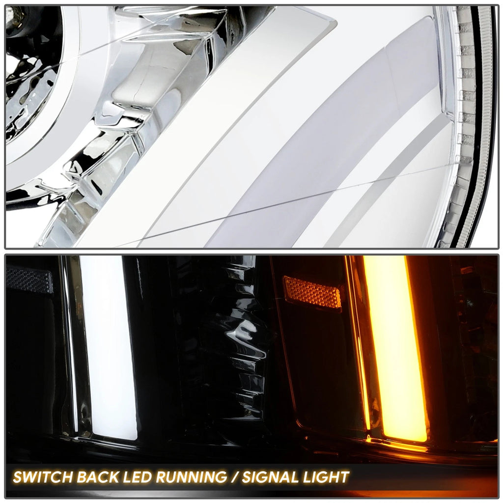 Projector Switchback Headlights for Cadillac Escalade ESV EXT (2007–2014) Chrome/Clear