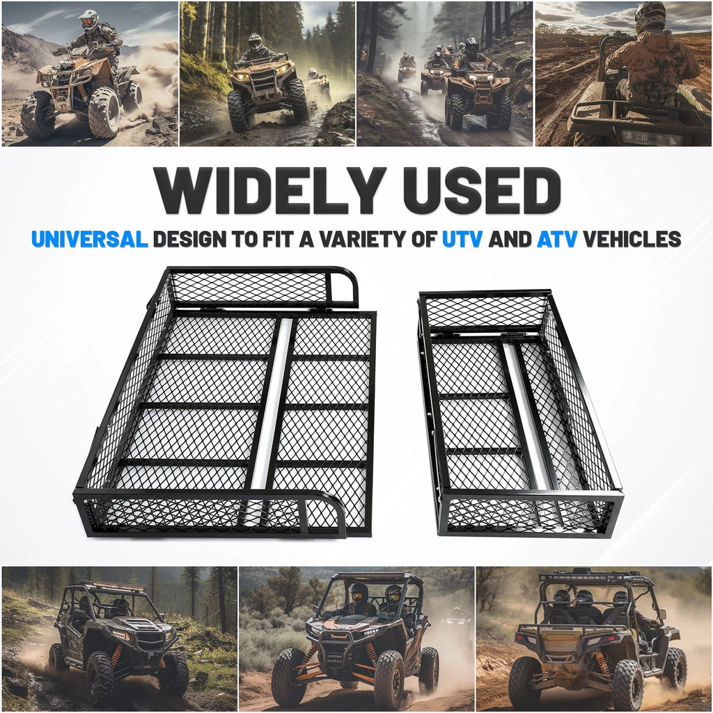 Cargo Basket for ATV (Universal) - Black Steel Mesh Rack