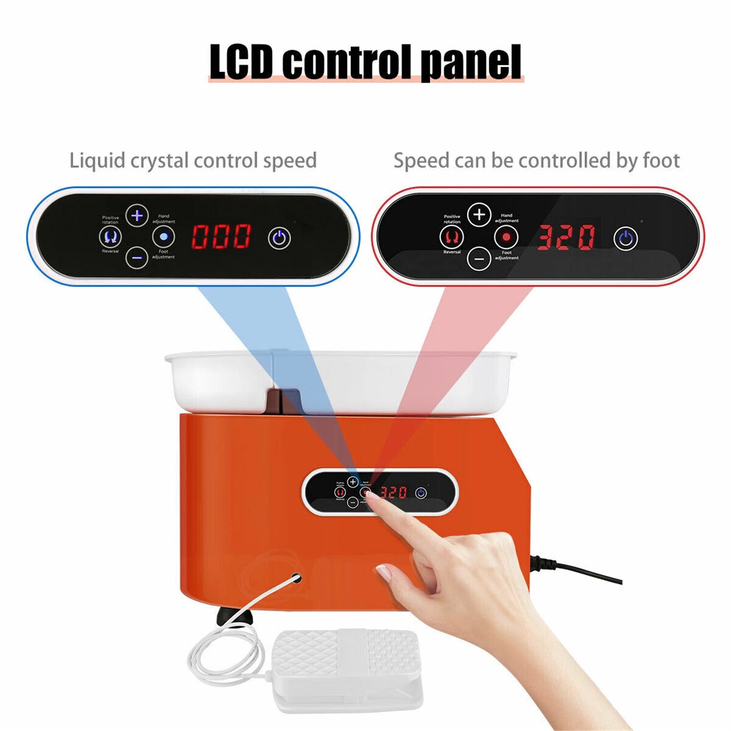 Electric Pottery Wheel Machine 25CM 350W with LCD Display for Craft