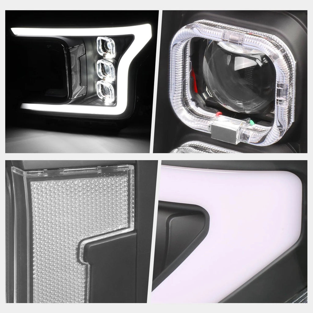 Sequential Square LED DRL Projector Headlights for Ford F150 (2018–2020)