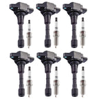 Set of 6 Ignition Coils + 6 Spark Plugs for Nissan Pathfinder (2013–2019) 22448JA11C UF550