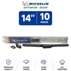 Set of 10 Michelin Optimum+ Beam Wiper Blades 14" All-Weather
