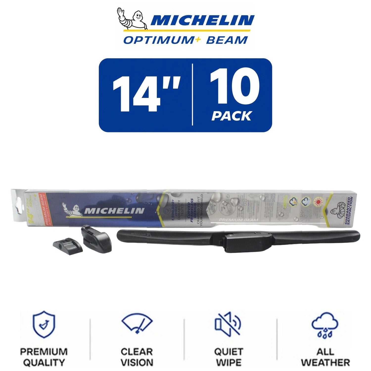 Set of 10 Michelin Optimum+ Beam Wiper Blades 14" All-Weather