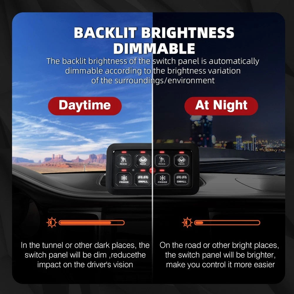 8 Gang Switch Panel for Auto-Dimmable RGB Lighting (Universal)