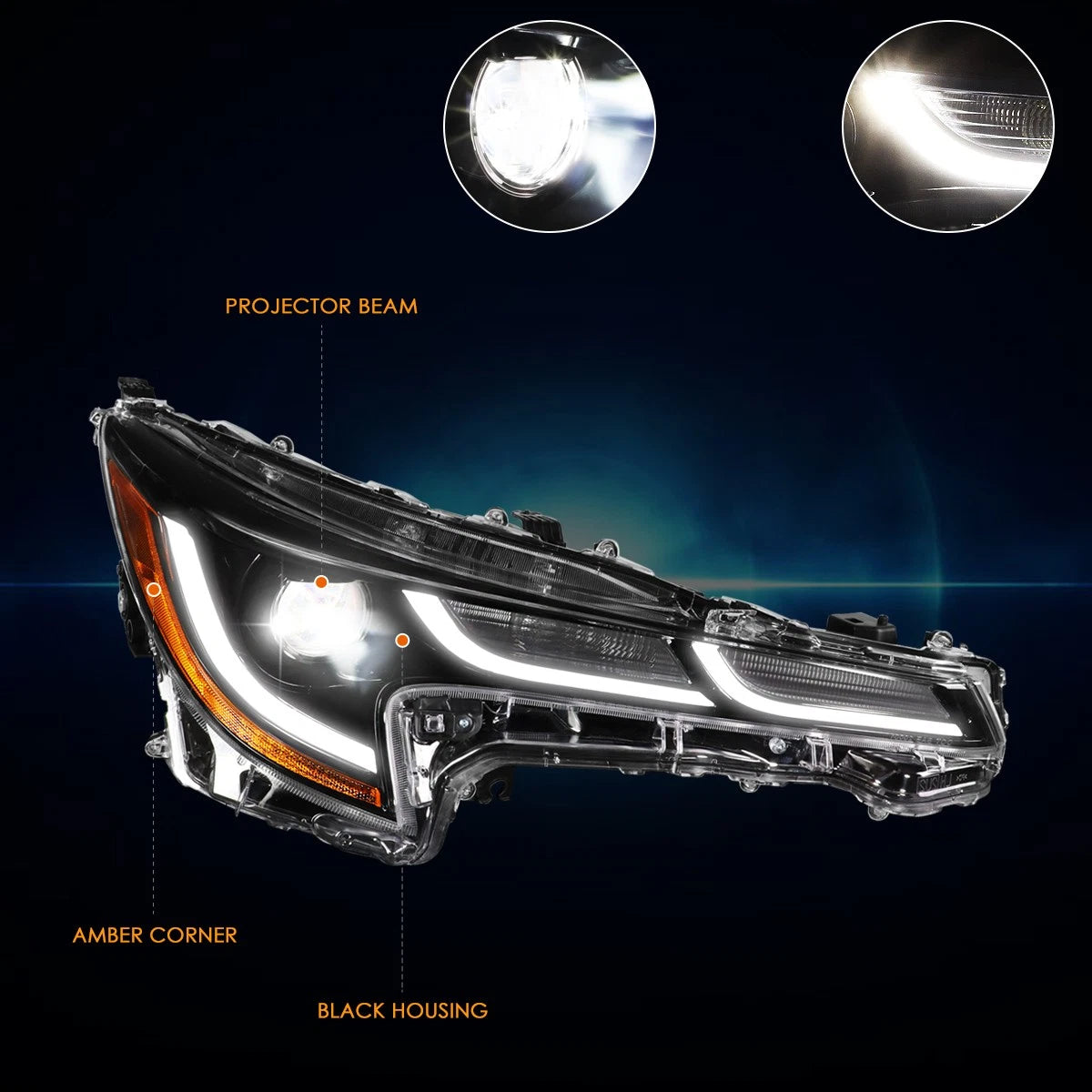 LED DRL Projector Headlight for Toyota Corolla (2019–2024) - Passenger Side