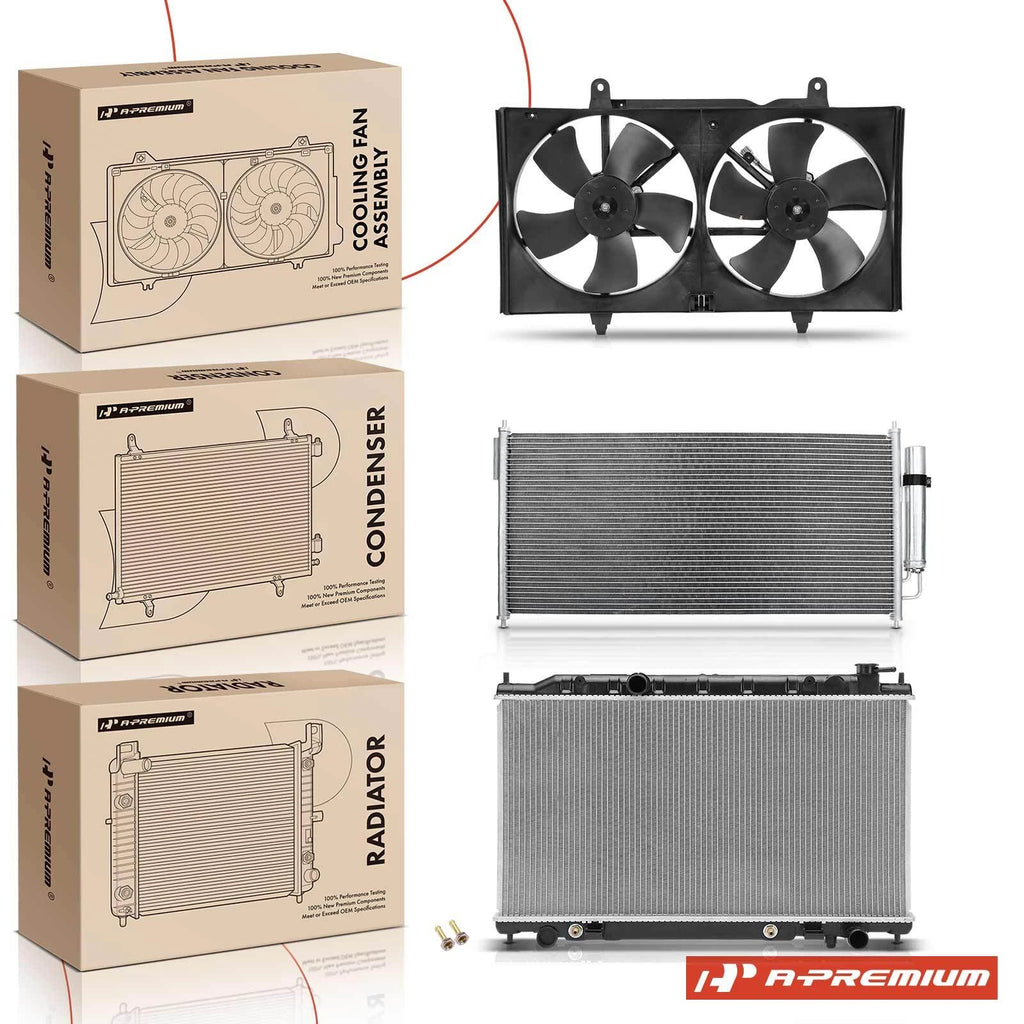 Radiator & AC Condenser & Cooling Fan for Nissan Maxima (2004–2006)