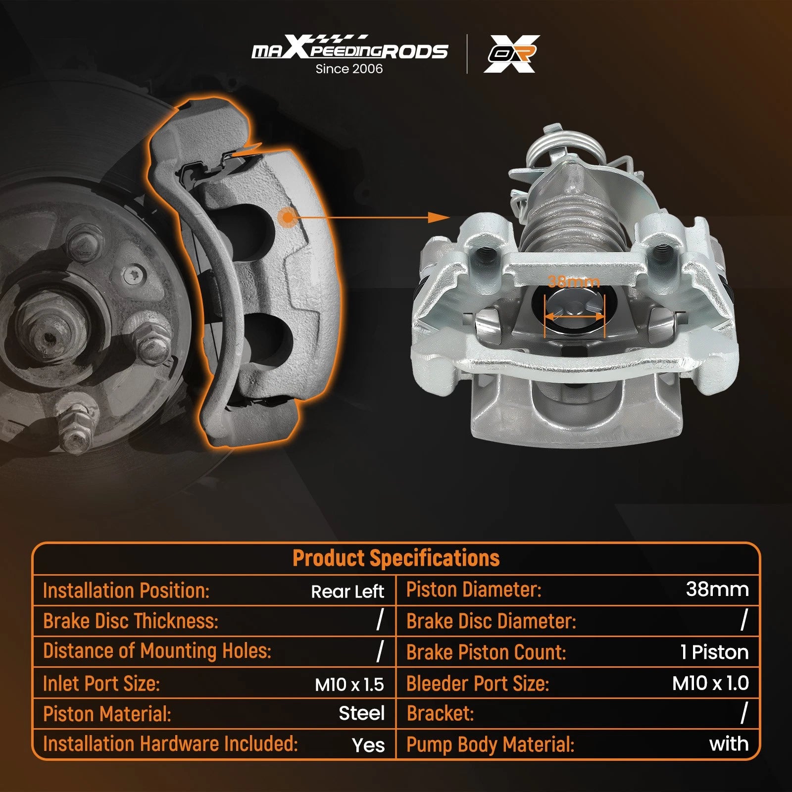 Rear Left Disc Brake Caliper for Chevrolet Cobalt / Malibu / HHR (2005–2011) 18-B4893