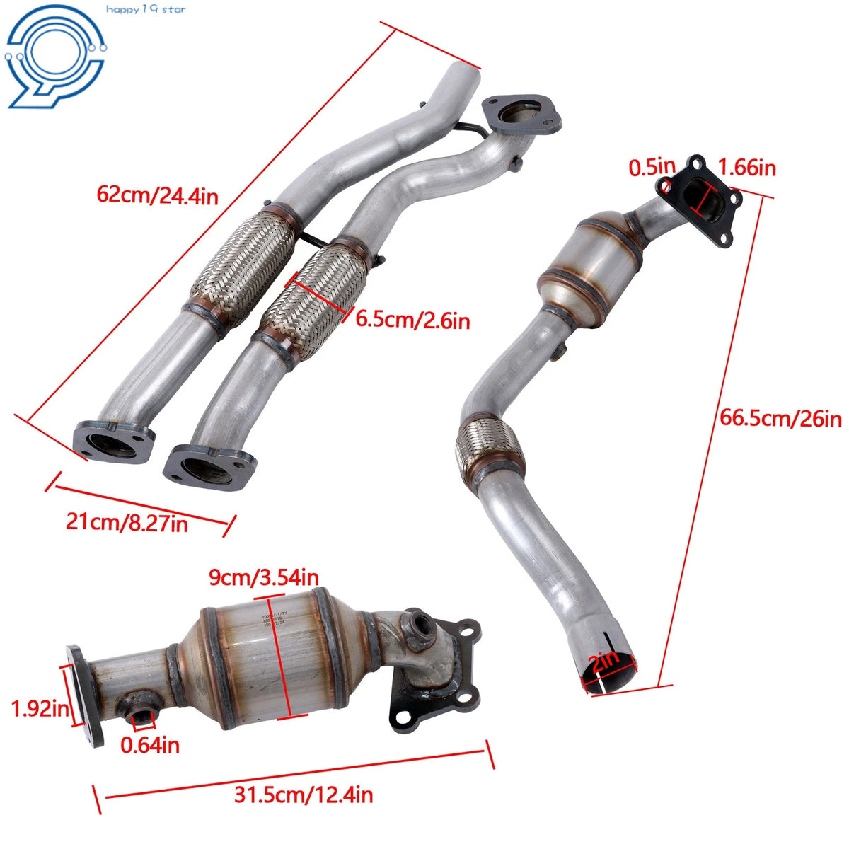 Catalytic Converters & Flex Pipes Set for Cadillac SRX (2012–2016)