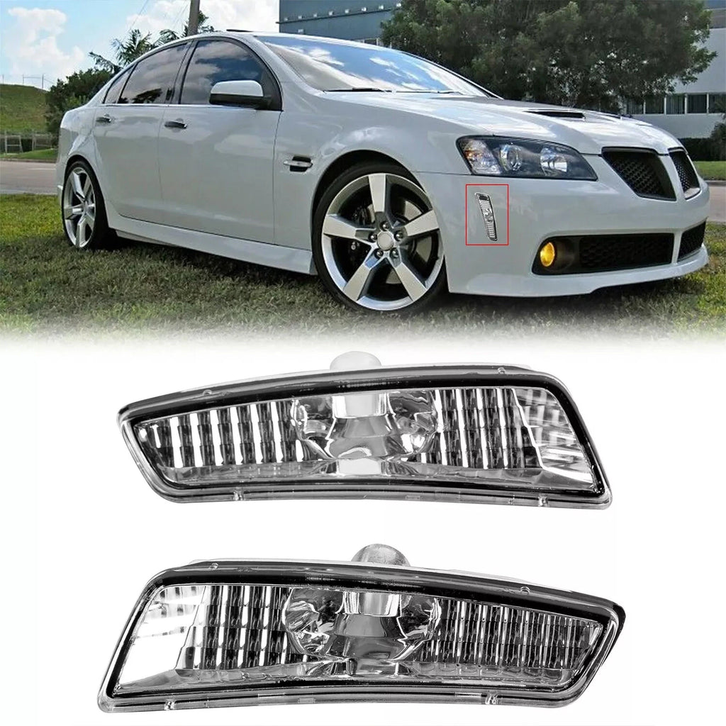 Set of 2 Clear Front Bumper Side Marker Light Housings for Pontiac G8 (2008–2009)