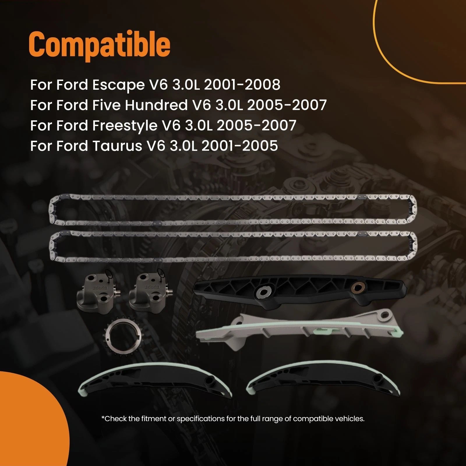 Engine Timing Chain Kit for Ford Taurus Five Hundred 3.0L (2001–2008) 76142