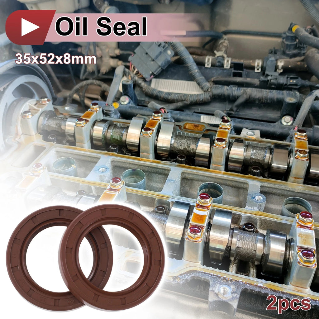 2X Oil Seal Rotary Shaft Seal FKM Rubber 35x52x8mm for Various Models