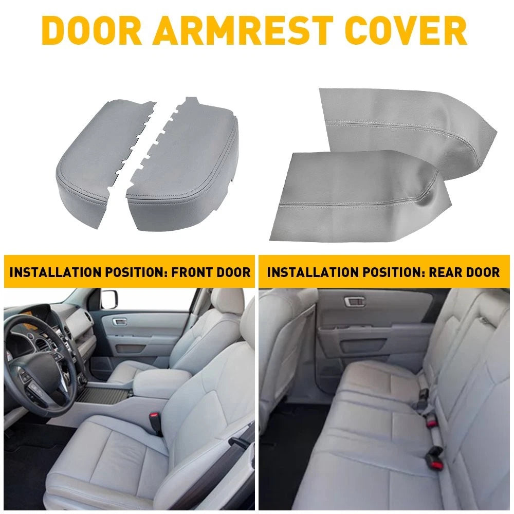 Leather Door Armrest Panels Set of 4 for Honda Pilot (2009–2015)