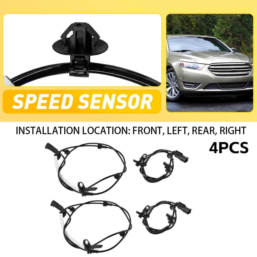 Set of 4 ABS Wheel Speed Sensors for Ford Special Service Police Sedan (2014–2018)