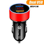 Dual USB Fast Charger Cigarette Lighter Socket with LED Display QC3.0 for Cars