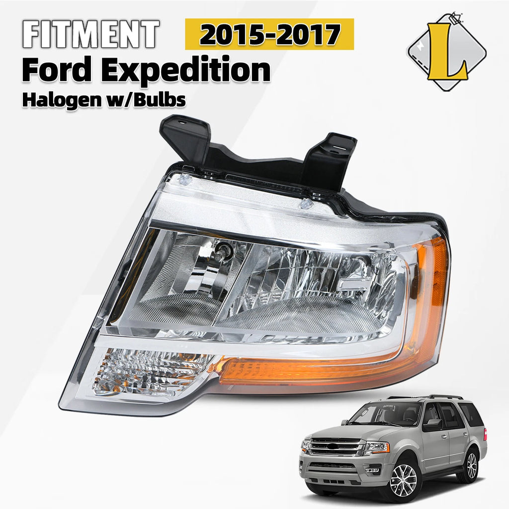 Reflector Halogen Headlight for Ford Expedition (2015–2017) w/Bulbs, Left