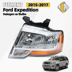 Reflector Halogen Headlight for Ford Expedition (2015–2017) w/Bulbs, Left