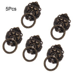 5Pcs Antique Bronze Lion Head Drawer Door Knob Pulls for Cabinets