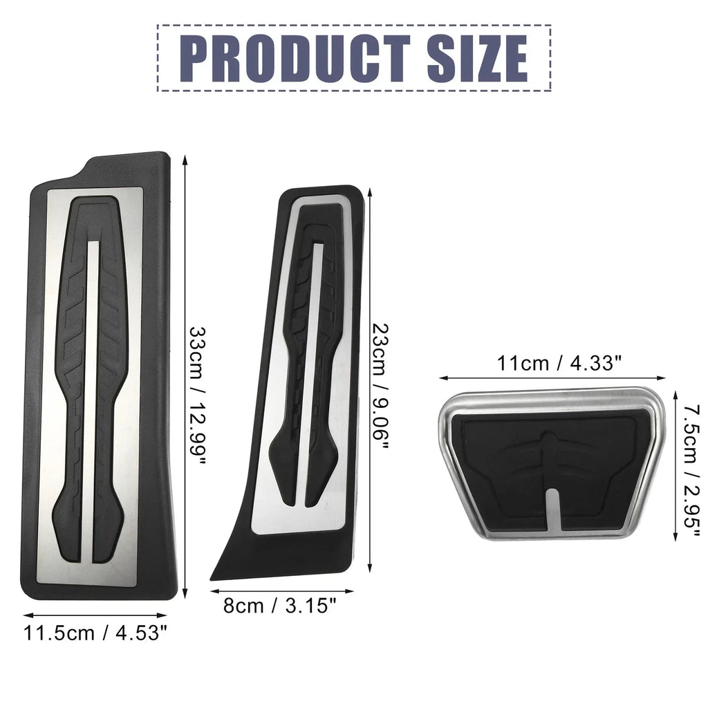 3 Pcs Accelerator & Brake Pedal Covers Set for BMW X3 X4 - Metal Rubber