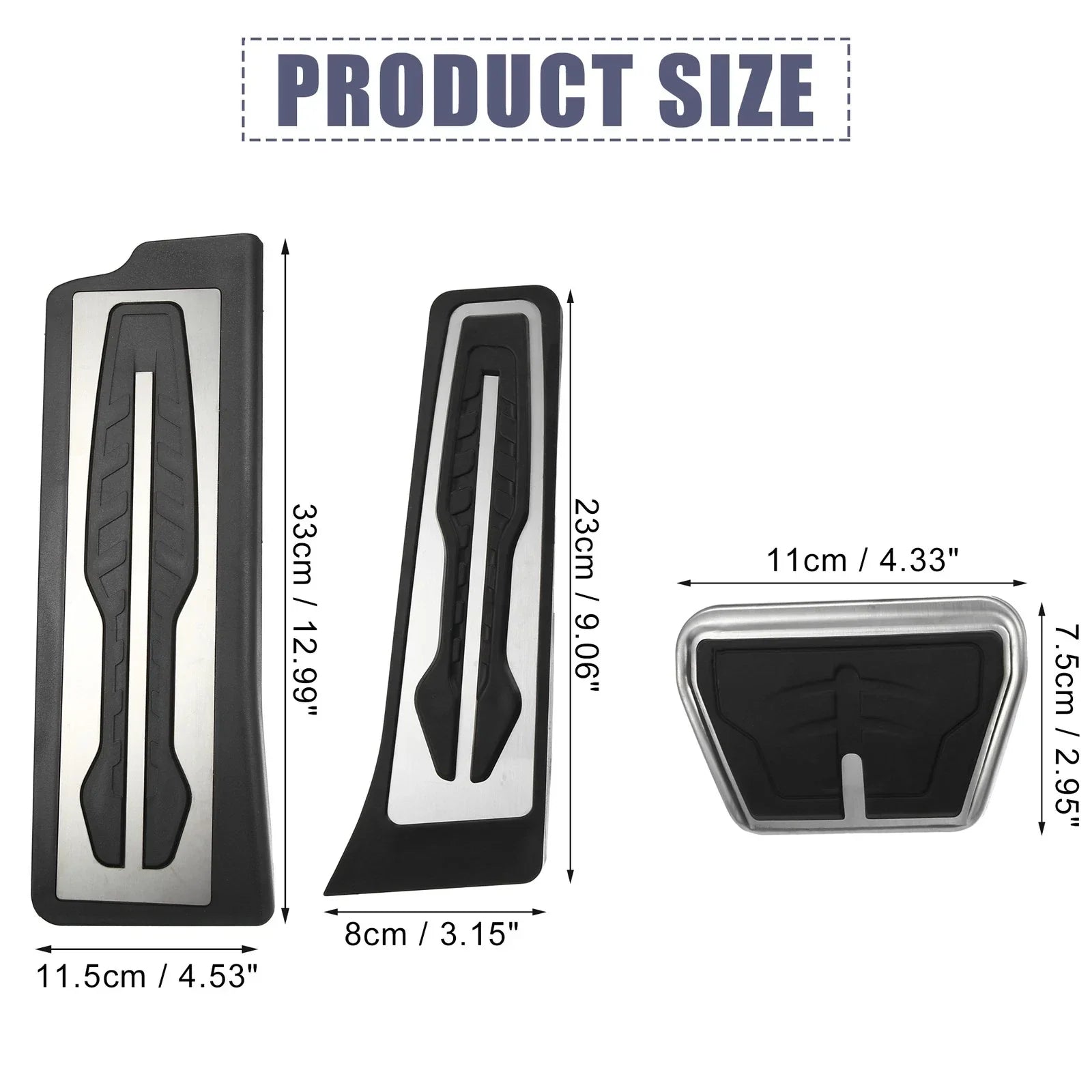 3 Pcs Accelerator & Brake Pedal Covers Set for BMW X3 X4 - Metal Rubber