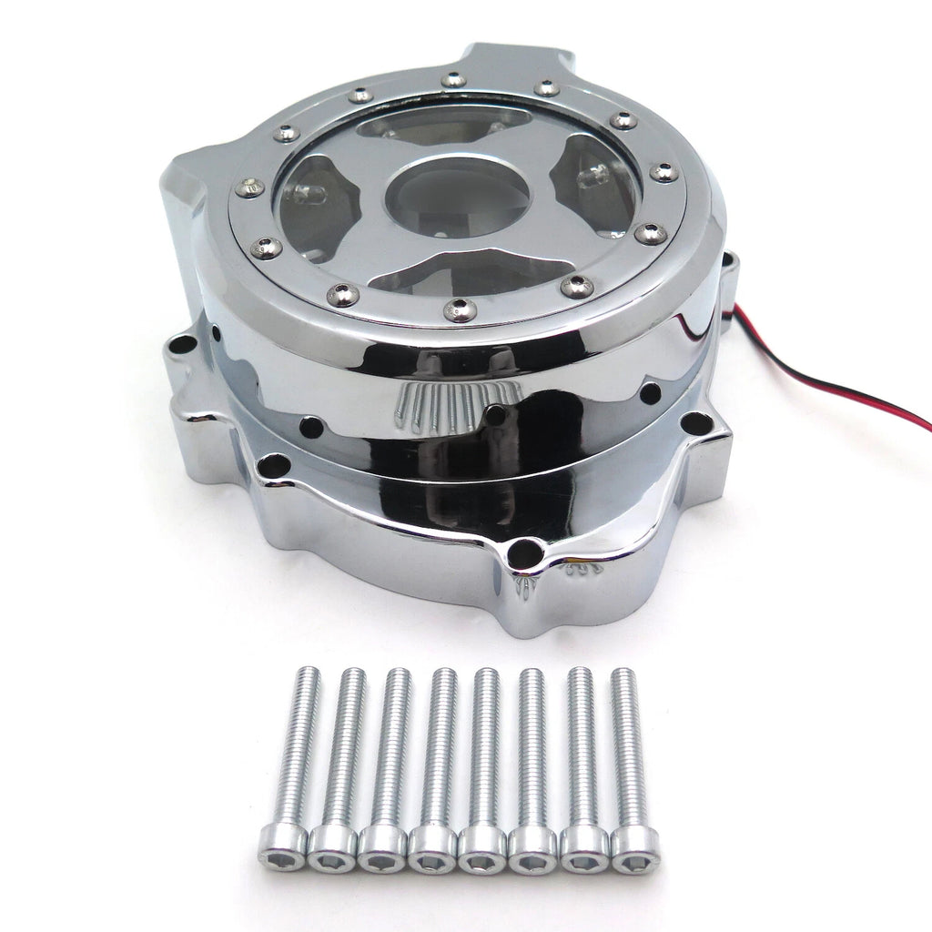 Chrome Left Engine Stator Cover with Blue LED for Honda CBR 600RR (2003–2006)