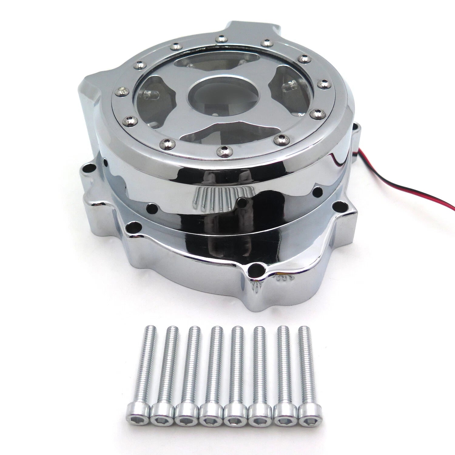 Chrome Left Engine Stator Cover with Blue LED for Honda CBR 600RR (2003–2006)