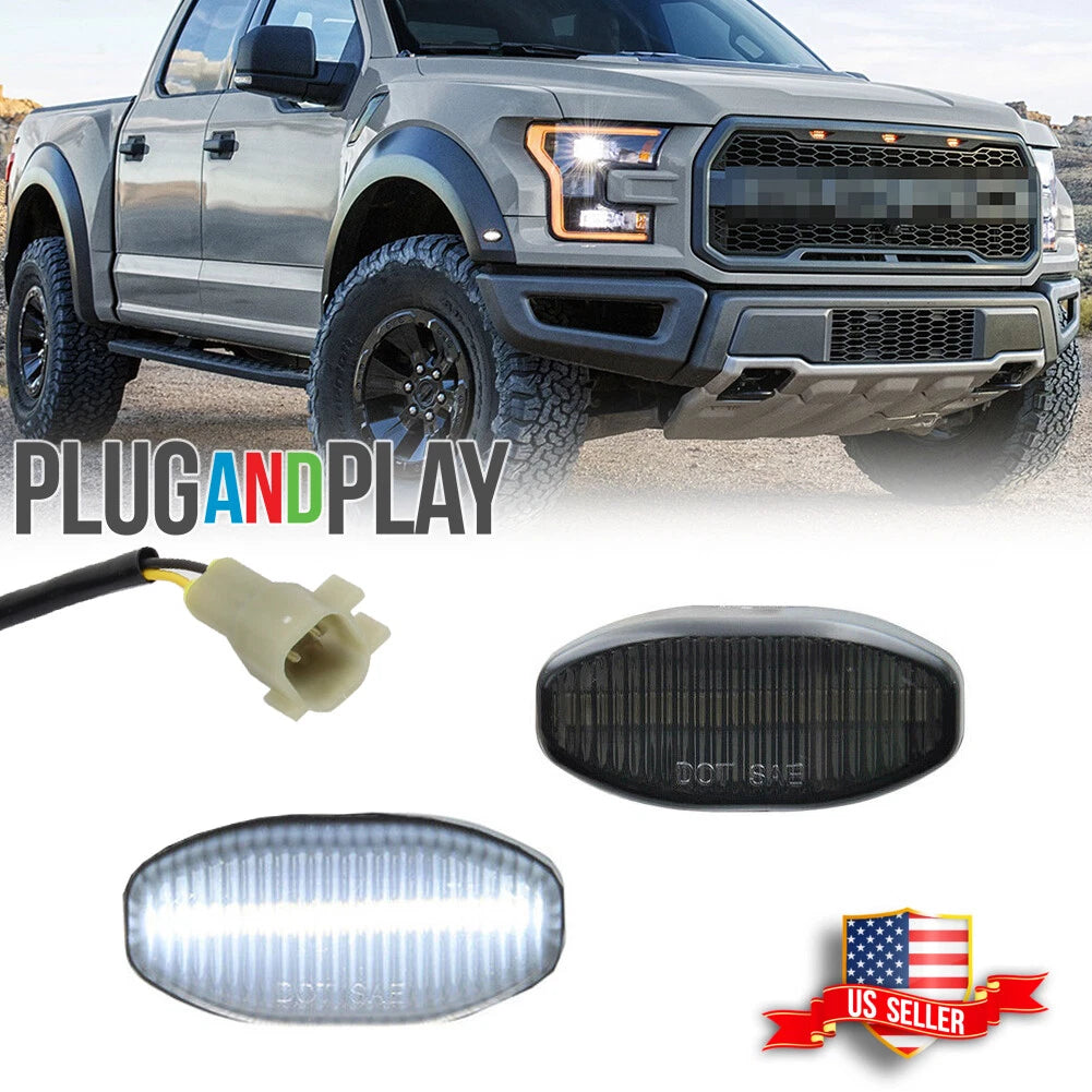 Smoke White LED Strip Fender Marker Lights for Ford F150 SVT Raptor (2017–2023)