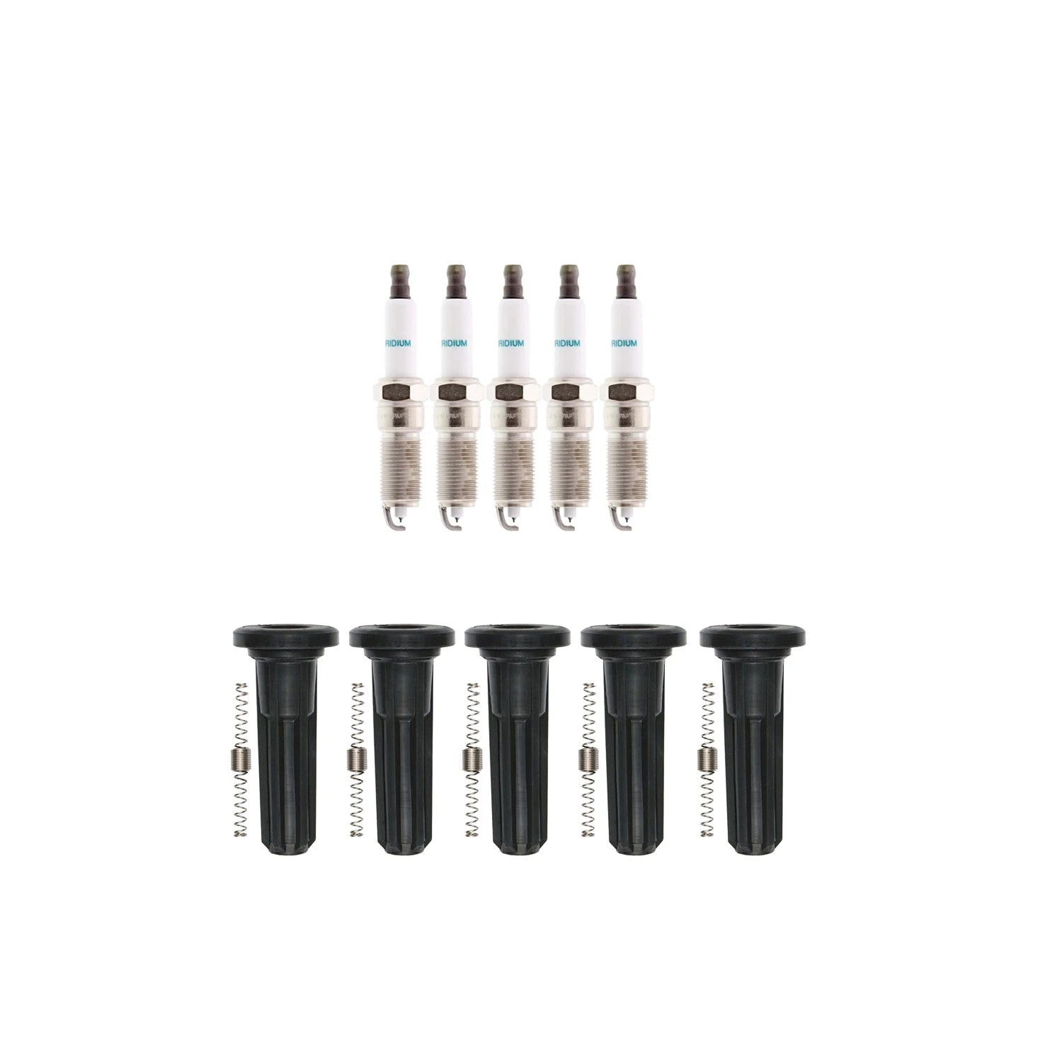 Set of 5 Iridium Spark Plugs & Coil Boots for H3 H3T (2006–2010)
