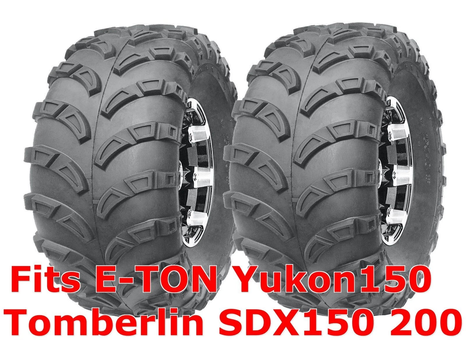 Set of 2 Rear Tires 22x10-10 for E-TON Yukon150, Tomberlin SDX150, 200 Sport ATV (Mud, 6PR)
