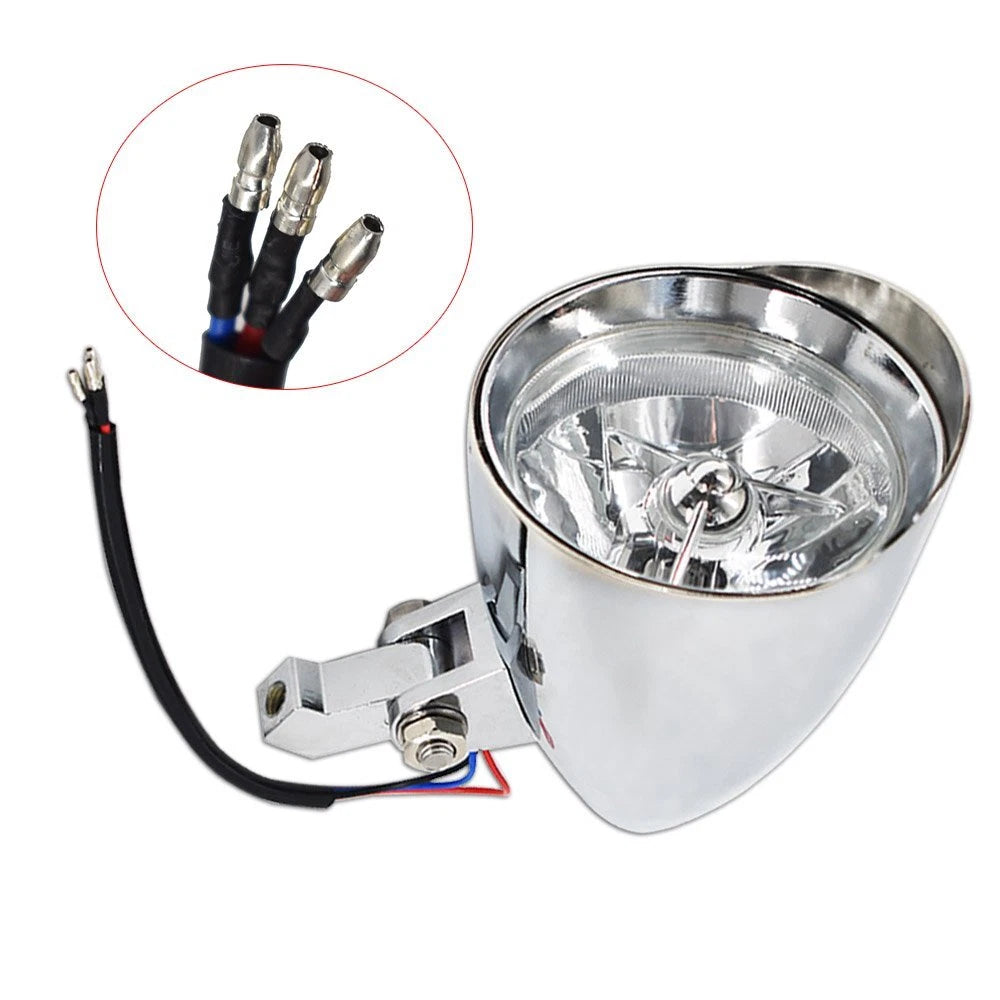 Chrome Visor Headlight Lamp for Bobber Chopper Dyna (12V)
