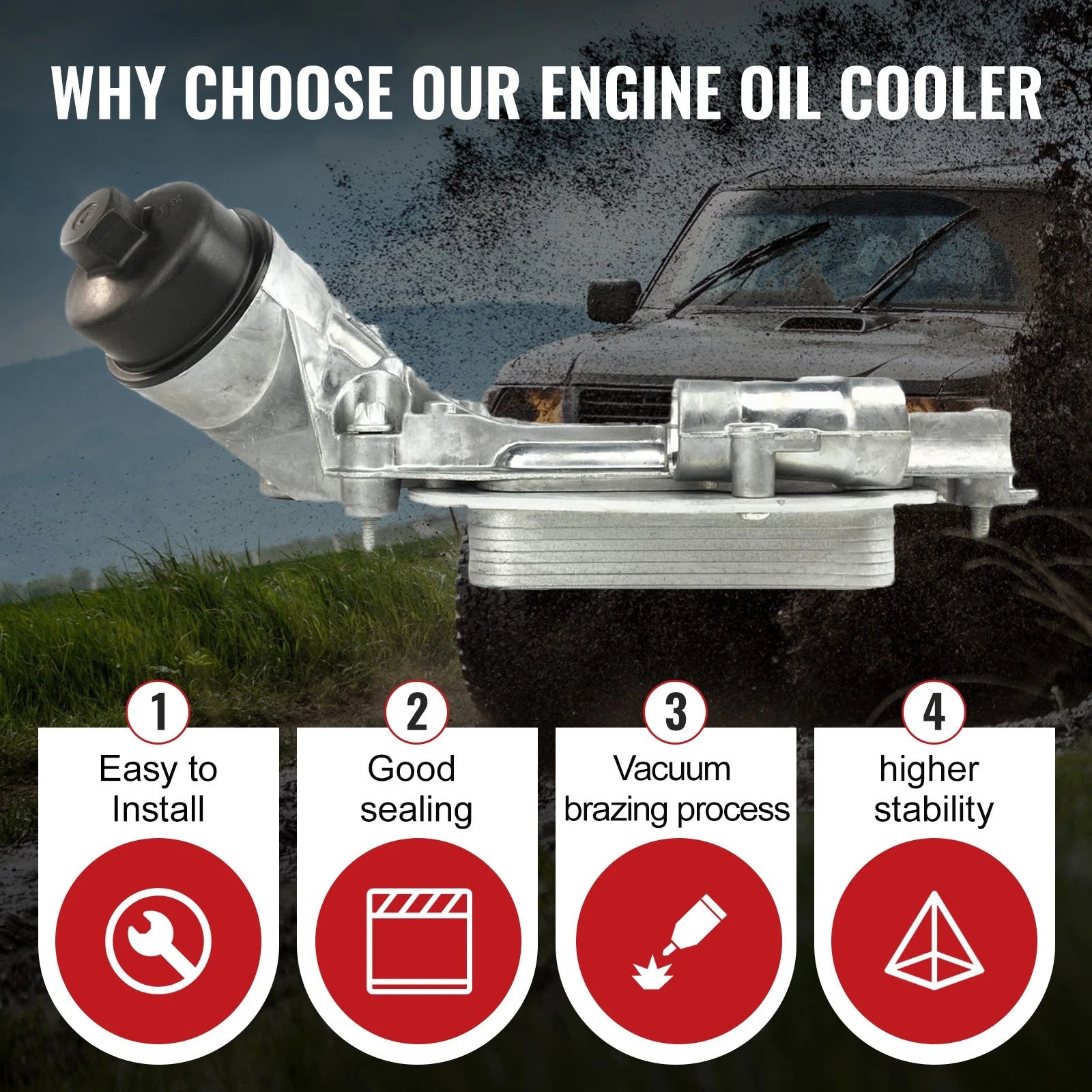 Engine Oil Cooler with Oil Filter Assembly for Chevy Cruze, Aveo, Pontiac G3