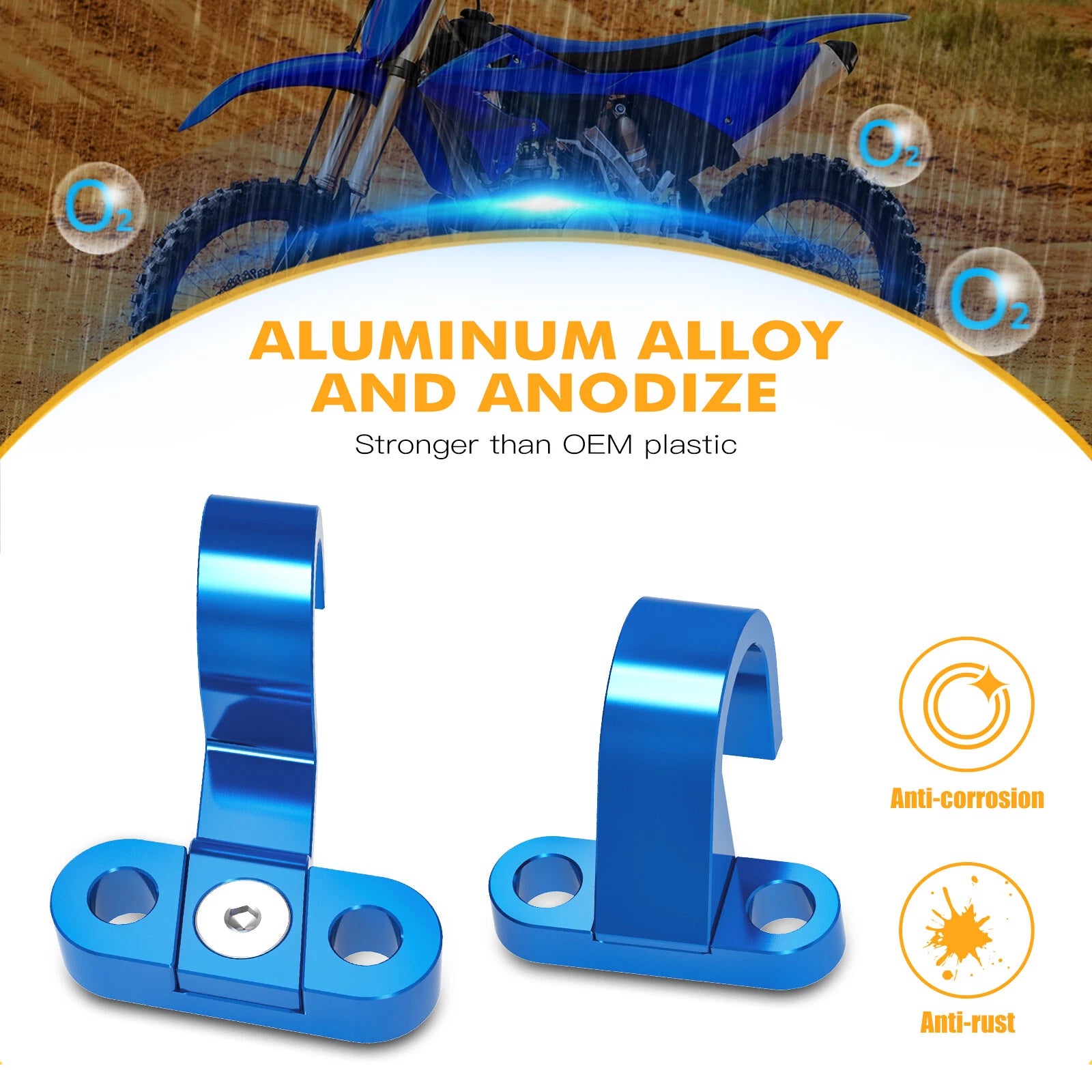 CNC Rear Brake Line Hose Clamp Holder for Yamaha YZ125 YZ250 (2006–2023) Blue