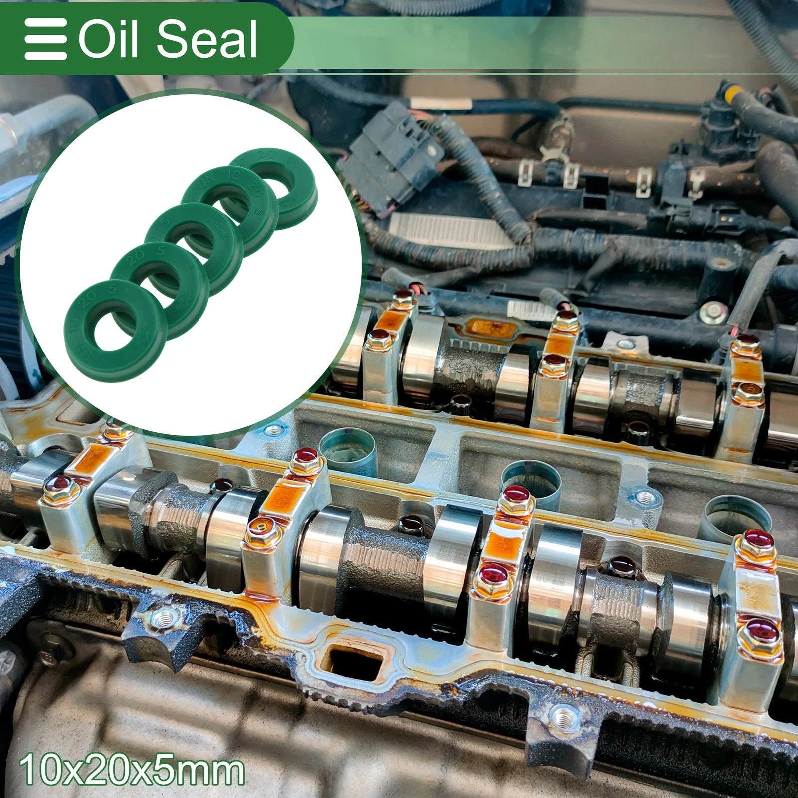 Set of 5 Oil Seal Ring 10x20x5mm for Rotary Shaft (High Pressure)