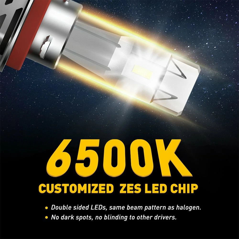 H11 LED Headlight Kit for Low Beam (6500K White, 24000LM)