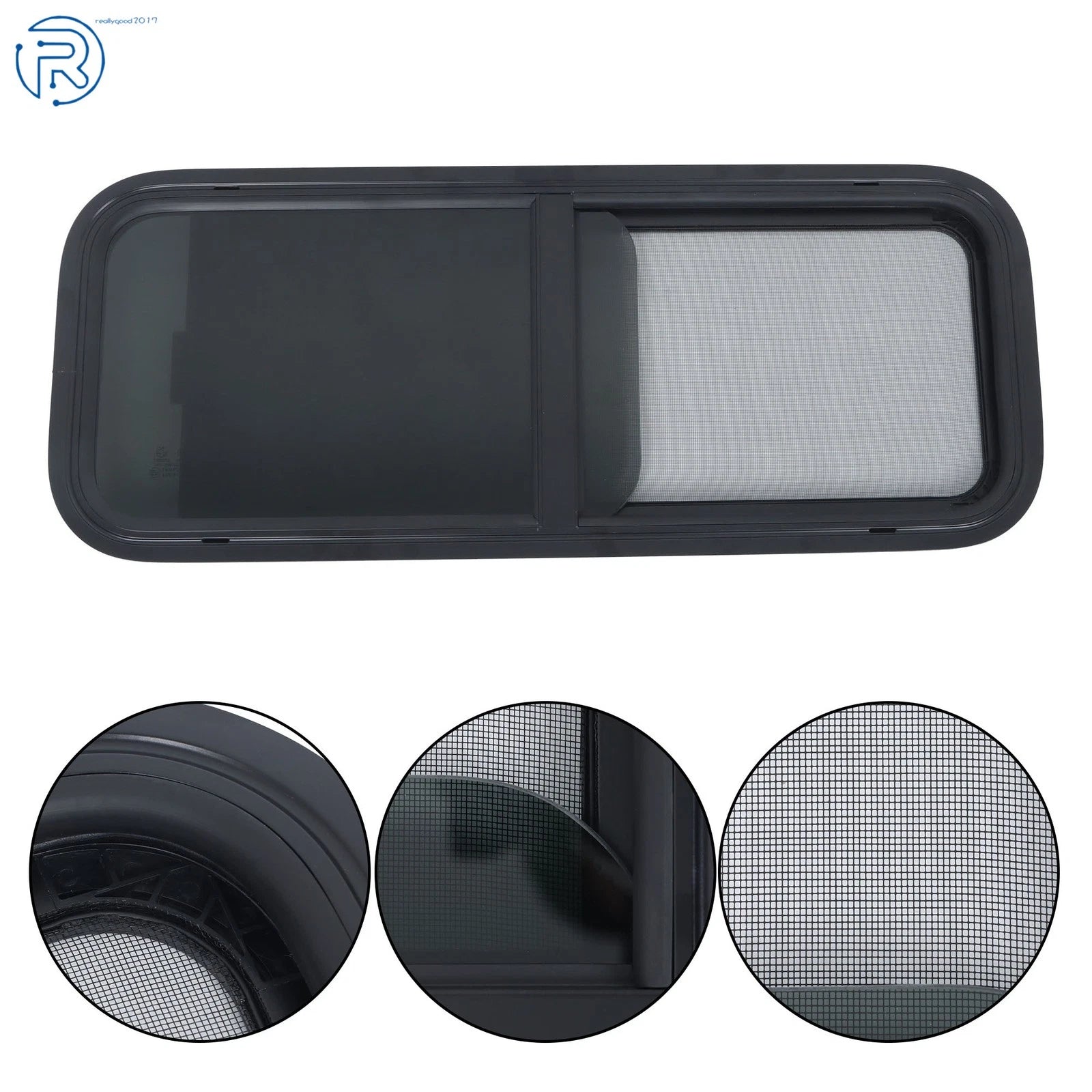 Horizontal Slider RV Window with Screen for Cargo Trailer (36" x 15")