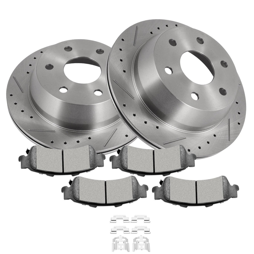 Rear Drilled Brake Rotors & Ceramic Pads for GMC Sierra 1500 (2002–2005)