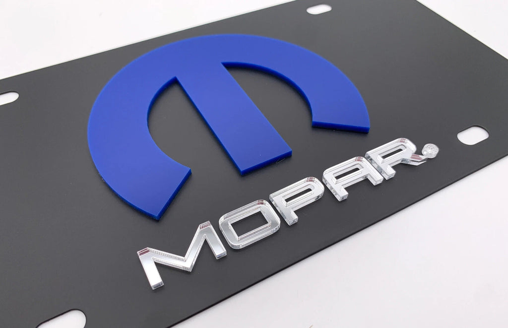Mopar Emblem License Plate Black Finish for 3D Blue M Logo (OEM)